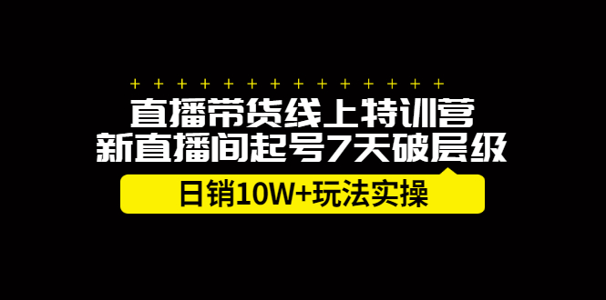 直播带货线上特训营，新直播间起号7天破层级日销10万玩法实操-冰妍网