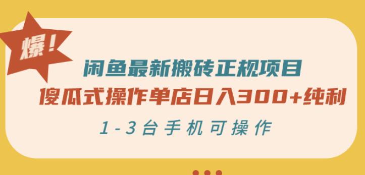 闲鱼最新搬砖正规项目：傻瓜式操作单店日入300+纯利，1-3台手机可操作-冰妍网