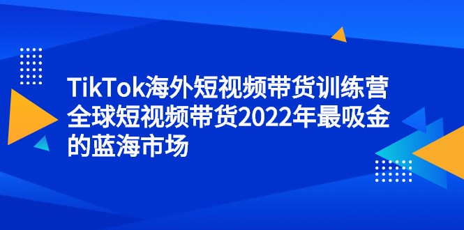 TikTok海外短视频带货训练营，全球短视频带货2022年最吸金的蓝海市场-冰妍网