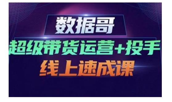 数据哥·超级带货运营+投手线上速成课，快速提升运营和熟悉学会投手技巧-冰妍网