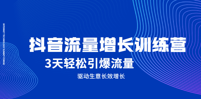 抖音流量增长训练营，3天轻松引爆流量，驱动生意长效增长-冰妍网