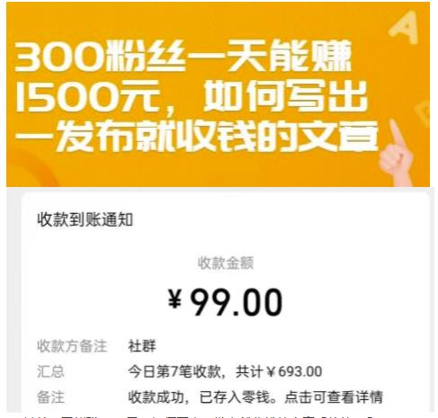 300粉丝一天能赚1500元，如何写出一发布就收钱的文章【付费文章】-冰妍网