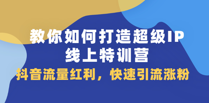 教你如何打造超级IP线上特训营，抖音流量红利新机遇-冰妍网