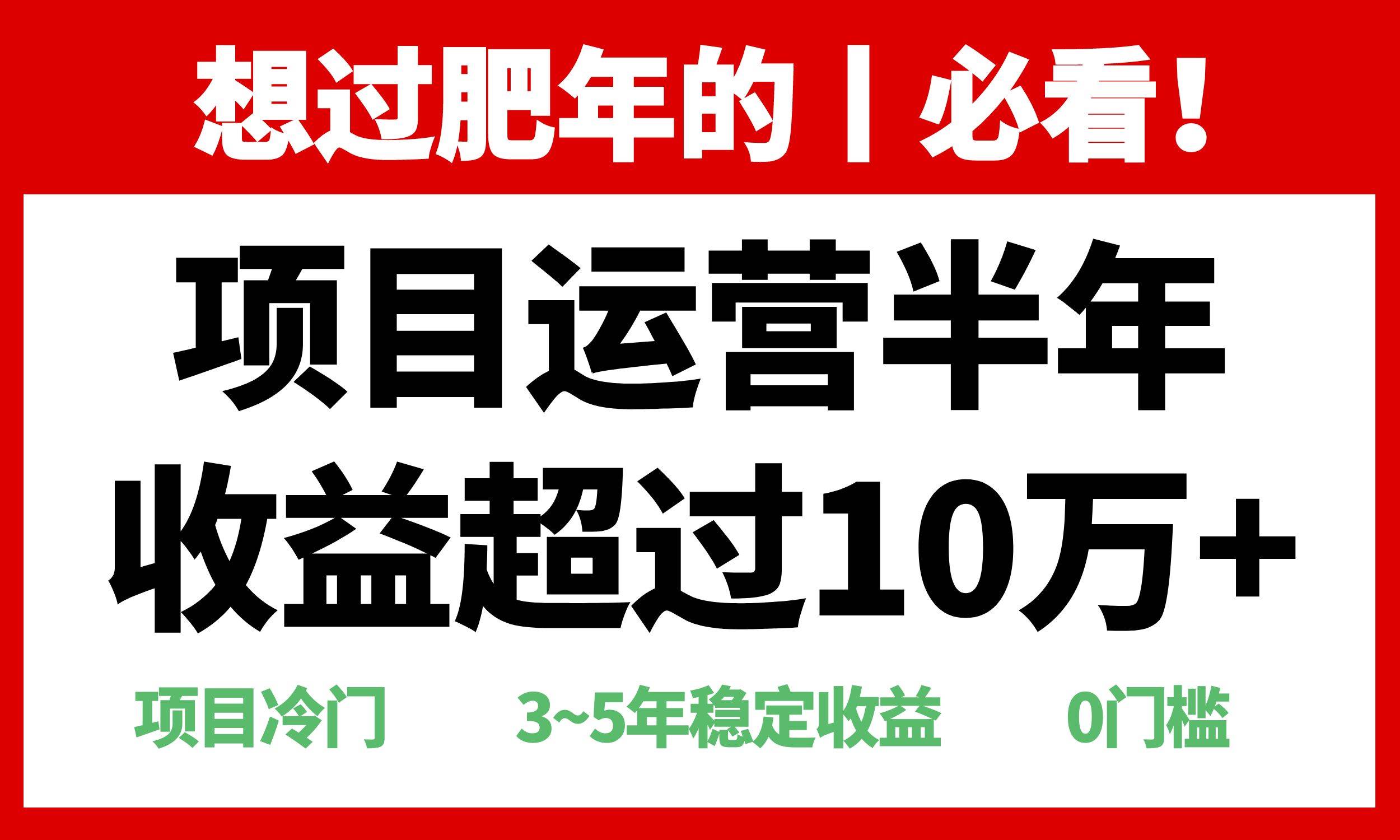 年前过肥年的必看的超冷门项目，半年收益超过10万+，-冰妍网