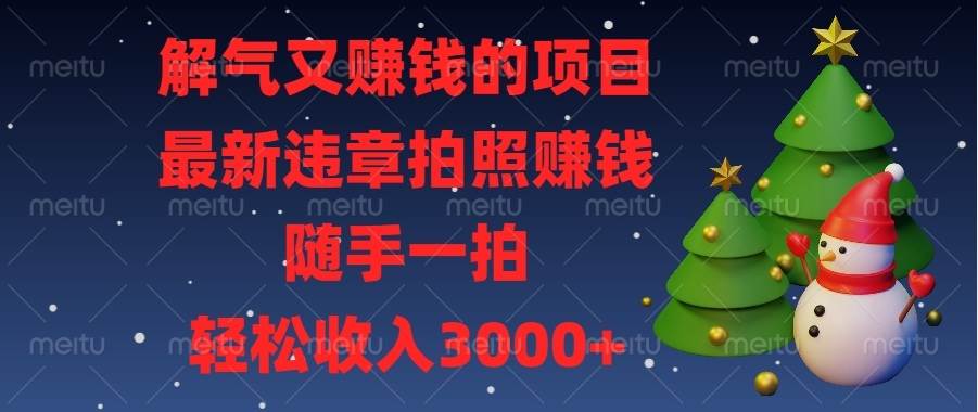 解气又赚钱的项目，最新违章拍照赚钱，随手一拍，轻松收入3000+-冰妍网