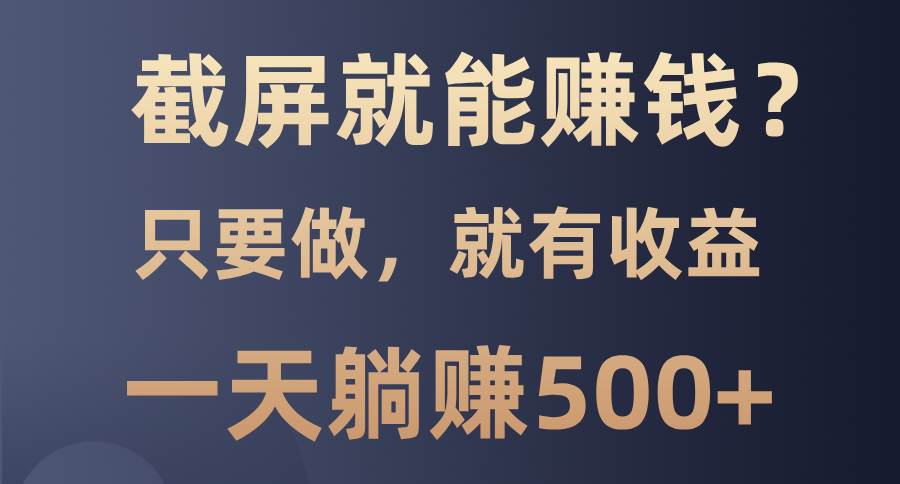 截屏就能赚钱？0门槛，只要做，100%有收益的一个项目，一天躺赚500+-冰妍网