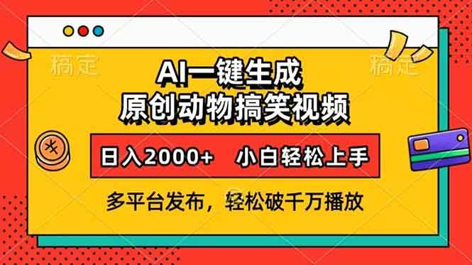 AI一键生成动物搞笑视频，多平台发布，轻松破千万播放，日入2000+，小…-冰妍网