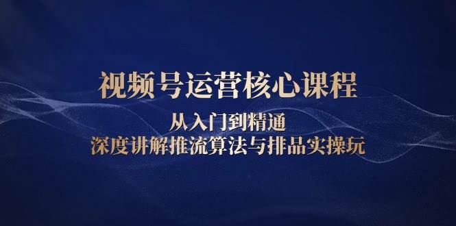 视频号运营核心课程，从入门到精通，深度讲解推流算法与排品实操玩-冰妍网