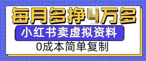 小红书虚拟资料项目，0成本简单复制，每个月多挣1W【揭秘】-冰妍网