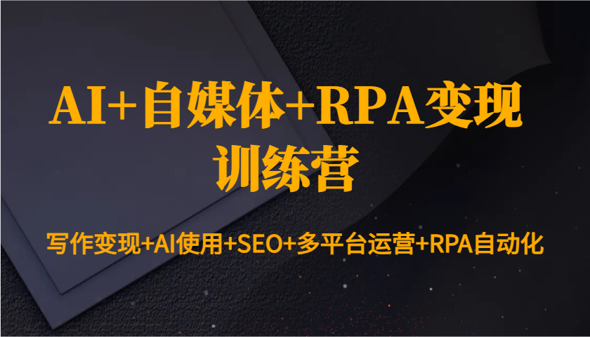 AI+自媒体+RPA变现训练营：写作变现+AI使用+SEO+多平台运营+RPA自动化-冰妍网