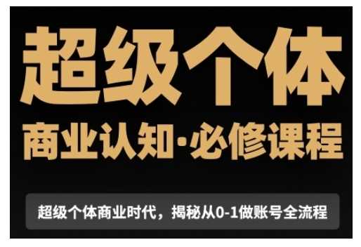 超级个体商业认知觉醒视频课，商业认知·必修课程揭秘从0-1账号全流程-冰妍网