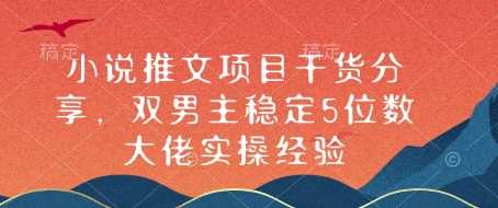 小说推文项目干货分享，双男主稳定5位数大佬实操经验-冰妍网