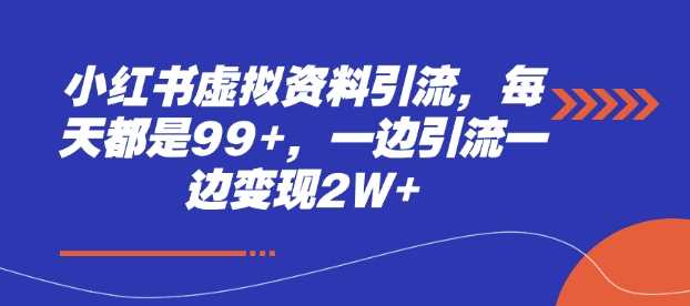 小红书虚拟资料引流，每天都是99+，一边引流一边变现2W+-冰妍网