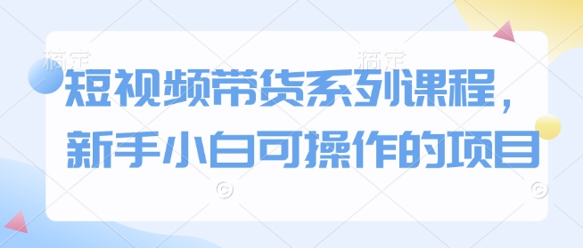 短视频带货系列课程，新手小白可操作的项目-冰妍网