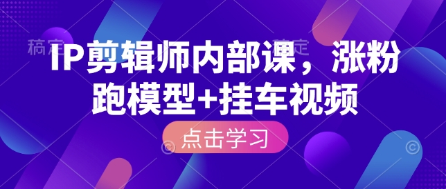 IP剪辑师内部课，涨粉跑模型+挂车视频-冰妍网