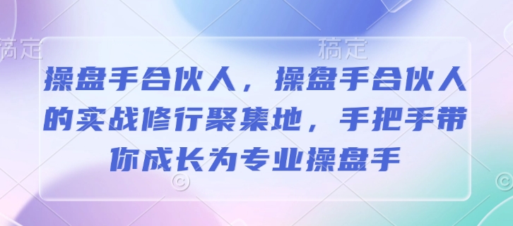 操盘手合伙人，操盘手合伙人的实战修行聚集地，手把手带你成长为专业操盘手-冰妍网